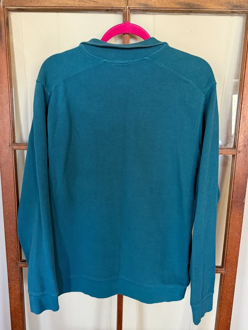 Southern Tide Skipjack Men’s Teal Green Ribbed Quarter-Zip Pullover Sweater - S